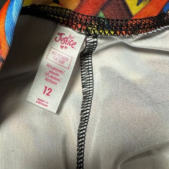 Justice Rainbow Pencil Satin Leggings Girl 12 Colorful Silky Smoth Elastic Waist - Picture 3 of 6